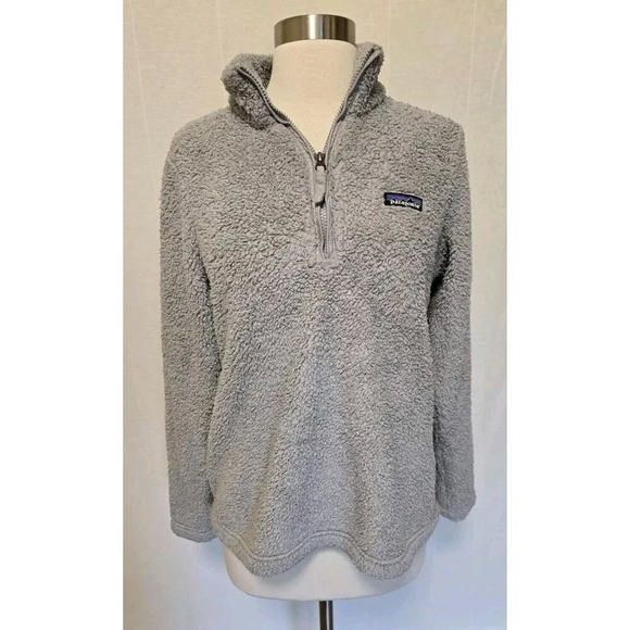 Patagonia Los Gatos Womens Sherpa Fleece Jacket Size Medium Gray 1/4 Zip - Picture 1 of 7
